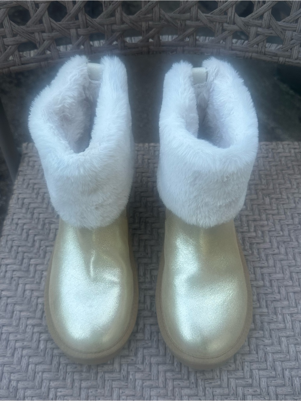 Michael Kors Julia Faux Fur Trim Metallic Leather Boot. Never Worn. 7M